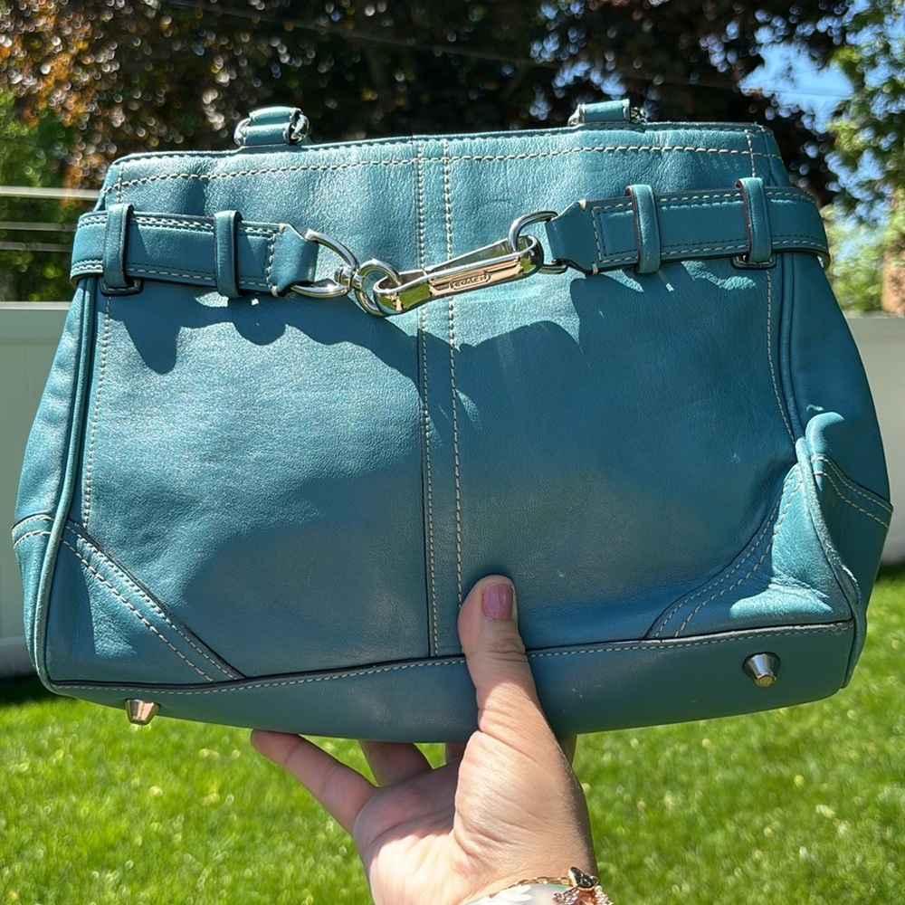 Coach | Hamptons Teal Carryall #F11199 - Picture 1 of 10